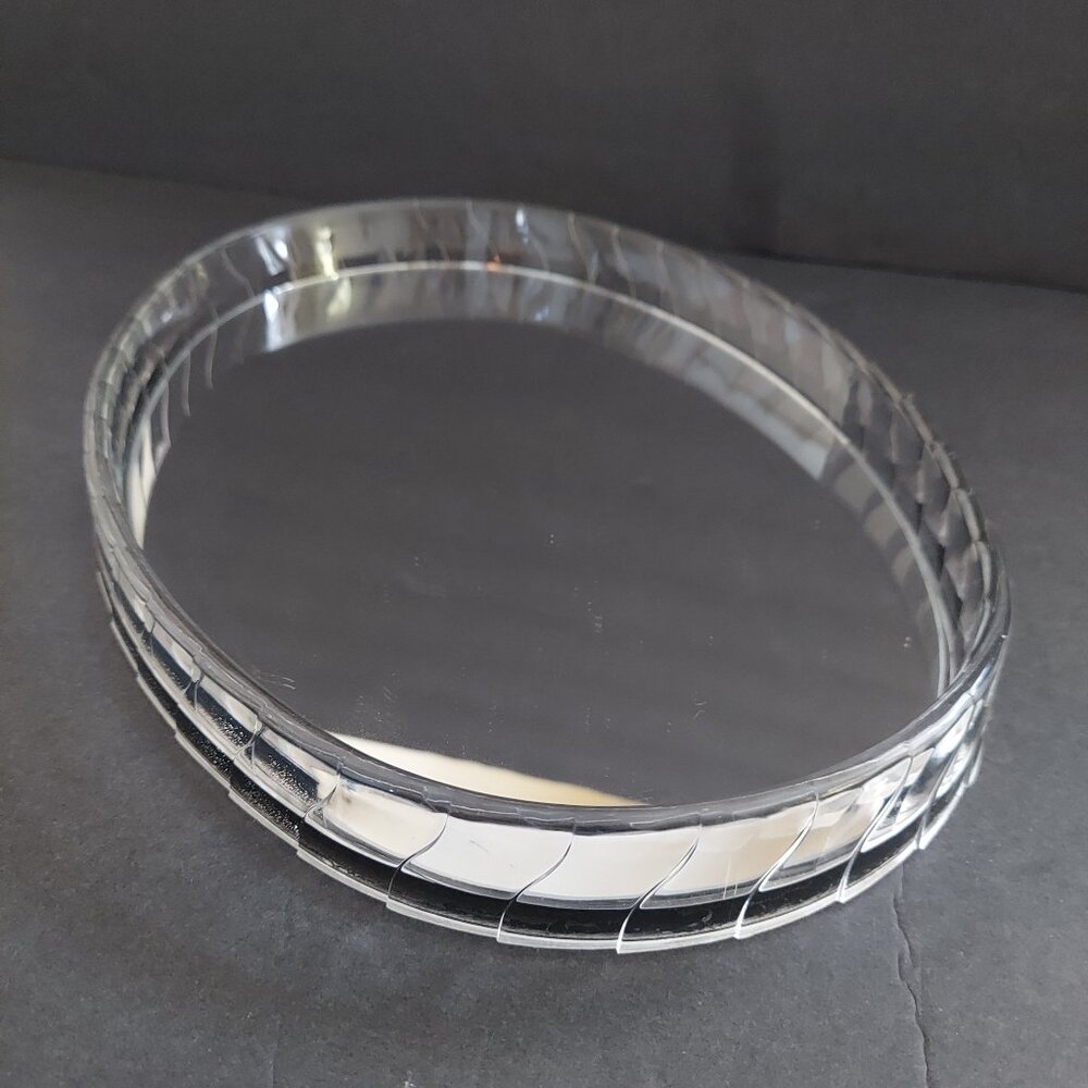VTG Oval Mirrored Dresser/Vanity Tray with Clear Lucite Edging [13"x 9"]